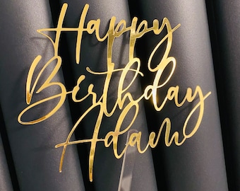 Personalised cake topper, personalised happy birthday cake topper, mirror cake topper, personalised cake toppers, happy birthday cake topper