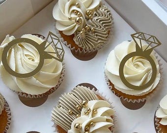 Engagment ring cupcake toppers, congratulations, engagement cupcake toppers, cupcake toppers, engaged, bride to be