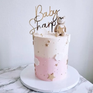 Oh Baby Cake Topper With Cartoon Mouse - Black Glitter Baby Shower Birthday Decor