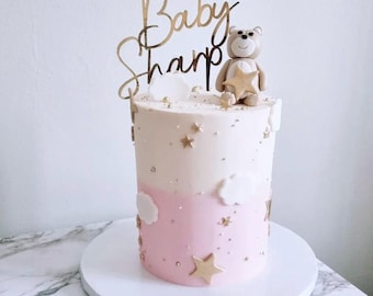 Personalised baby shower cake topper, personalised cake topper, mirror cake topper, baby shower topper, new baby topper
