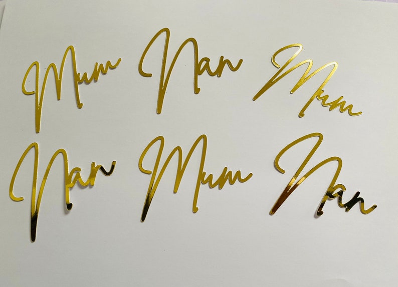 Mum Nan Cupcake Toppers, Mother's Day, Set of 6, Gold Mirror - Etsy UK