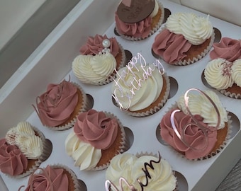 Adornos para cupcakes personalizados, adornos para nombres, adornos para edades, adornos para cupcakes de feliz cumpleaños, adornos para cupcakes, adornos HPB, adornos