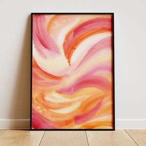 Poster sfumato CREA - per ispirazione + espressione di sé - acquerello dipinto a mano, stampa aura, arte spirituale, energia positiva, rosa arancione