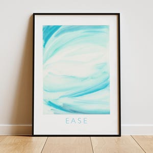 Aura Poster EASE – für Leichtigkeit + innere Ruhe – handgemaltes Aquarell, Gradient Print, spiritual Art, positive Energie, Blau Türkis