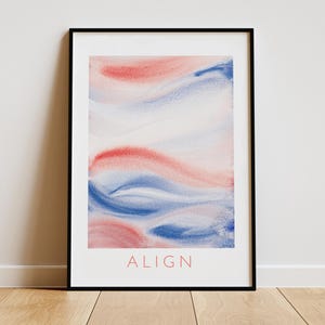 Aura Poster ALIGN – für Balance & inneren Flow | Handgemaltes Aquarell | Spirituelles Wandbild in Orange und Dunkelblau