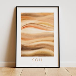 Aura Poster SOIL – für Erdung + innere Ruhe – handgemaltes Aquarell, Gradient Print, spiritual Art, positive Energie, Beige Braun
