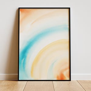 Gradient Print AURORA – für Frieden & Licht | Handgemaltes Aquarell | Spirituelles Wandbild, Aura Poster in Gelb, Orange + Türkis