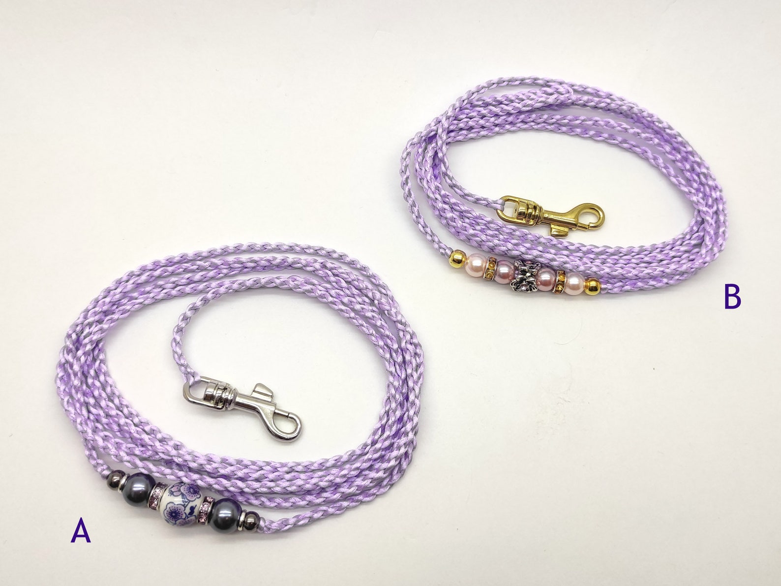 Dünne HundeSchauDruckknopfFührchen mit Perlen. Weiche lila Etsy