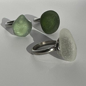 Scottish sea glass ring - adjustable statement ring