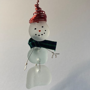 Sea glass snowman Christmas tree decoration seaglass Christmas gift