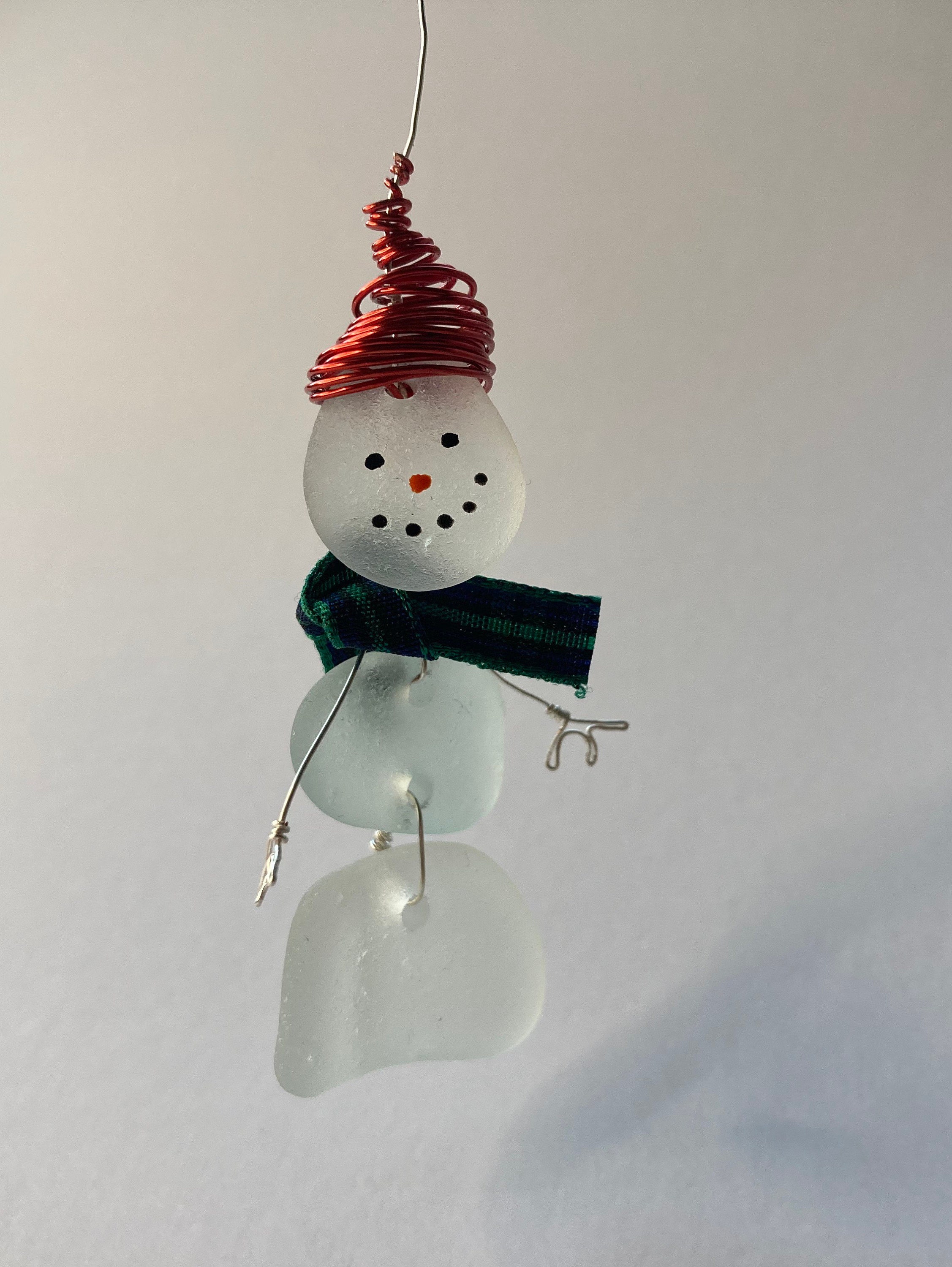 Sea glass snowman Christmas tree decoration seaglass Christmas gift