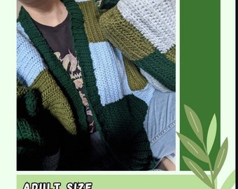 Adult baggy cardigan crochet pattern (pattern only)