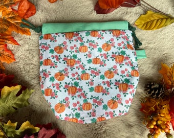 Sweet flower pumpkin fall autumn  project bag knitting crochet crafts