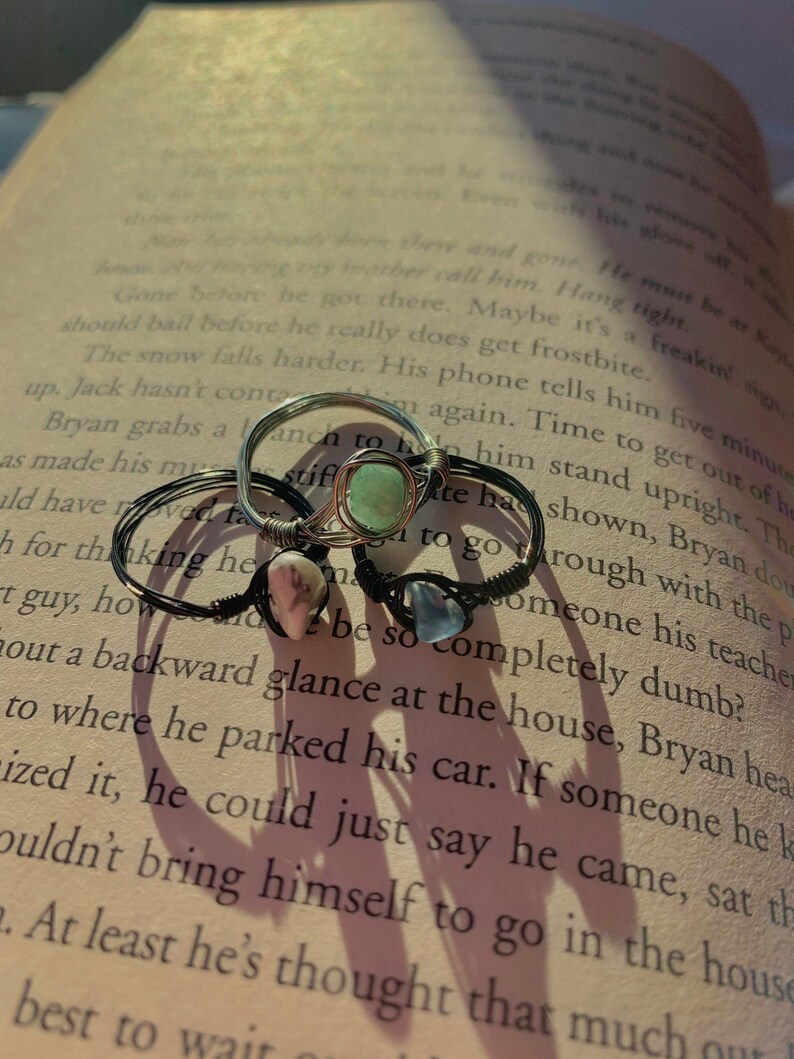turquoise and black ring bundle