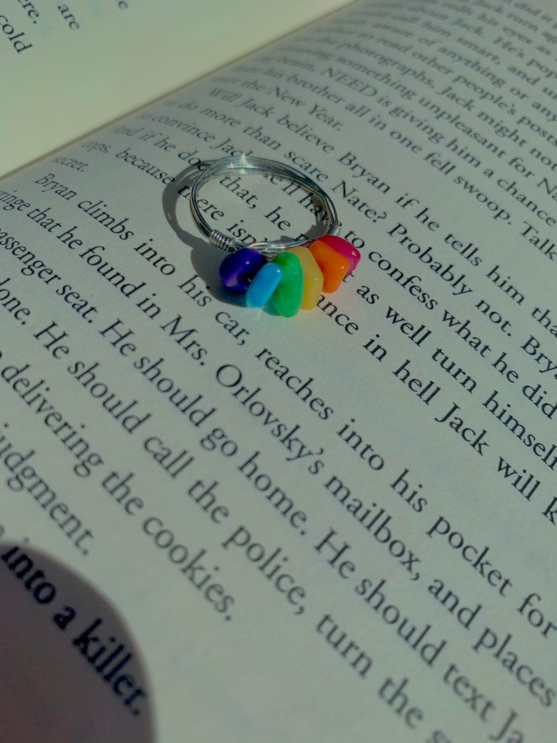 rainbow ring and earring set