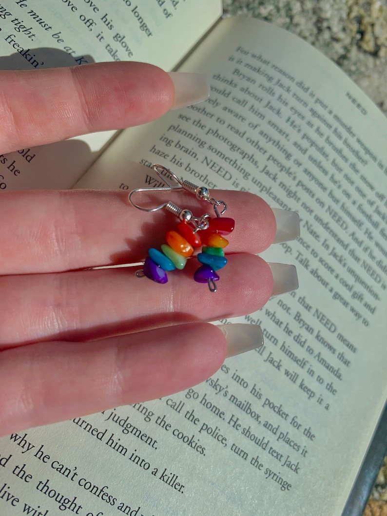 rainbow ring and earring set