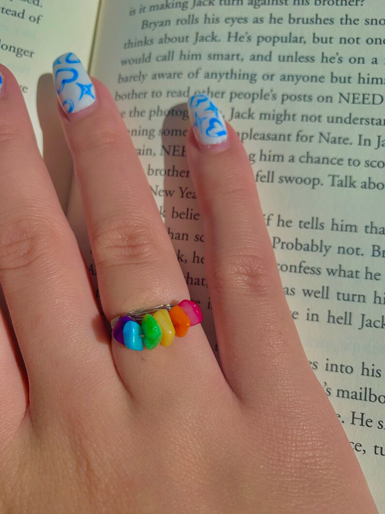 rainbow ring and earring set