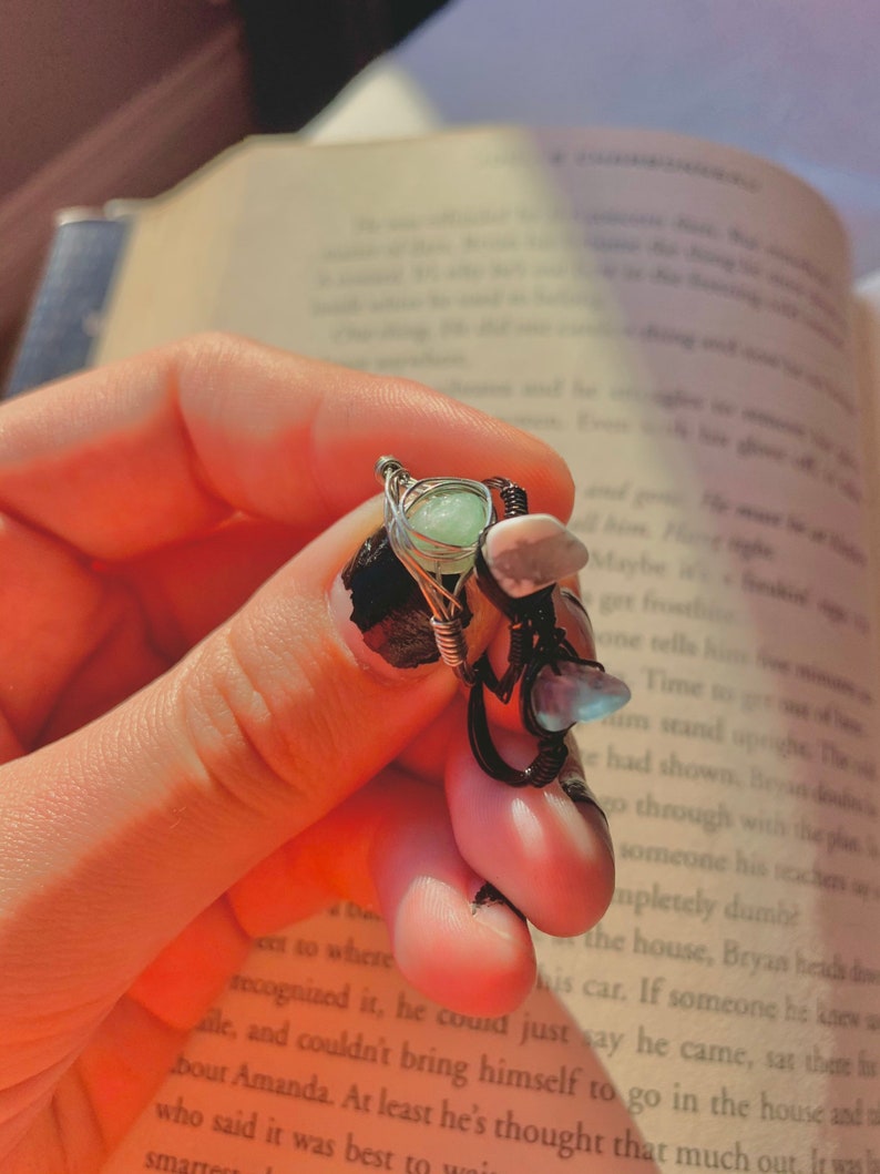 turquoise and black ring bundle