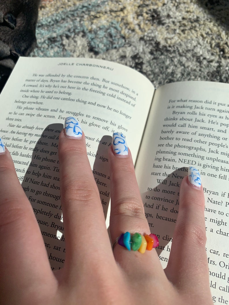 rainbow ring and earring set