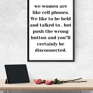 vrouwen zijn als mobiele telefoons digitale print