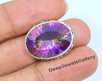 Natural Mystic Topaz Anillo facetado de piedras preciosas 925 Plata de ley de todos los tamaños Hecho a mano Hermoso aniversario y anillo de compromiso para niños y niñas