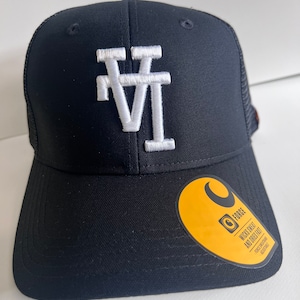 Carhartt BlackTrucker Snapback, Upside Down “LA” (white thread)