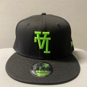 Upside Down &quot;LA&quot; Black (Neon Green thread)