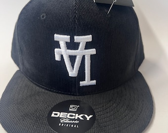 Corduroy SnapBack Upside Down "LA" Black (white thread)