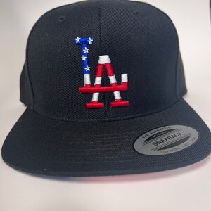 USA LA/Flag bill “Black” (Red/White/Blue Thread)