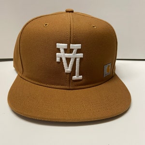 Carhartt Brown Snapback, Upside Down “LA” (white thread)