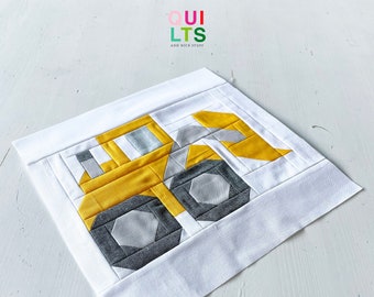 PDF Quilt Block Pattern – Wheel Loader – Vehicle Quilt