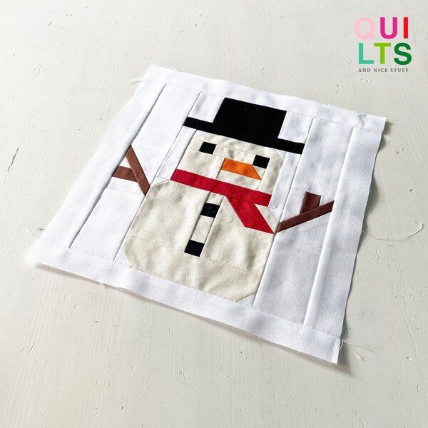 NEW! PDF Quilt Block Pattern – Snowman – Christmas Quilt – Christmas Present