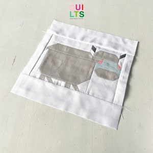 PDF Quilt Block Pattern – Hippopotamus – Animal Quilt