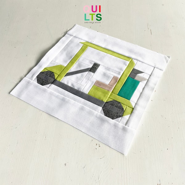 NEW! PDF Quilt Block Pattern – Golf Cart – Vehicle Quilt