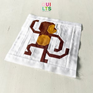 PDF Quilt Block Pattern – Monkey – Animal Quilt