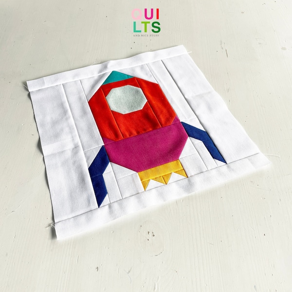 NEW! PDF Quilt Block Pattern – Rocket – Vehicle Quilt