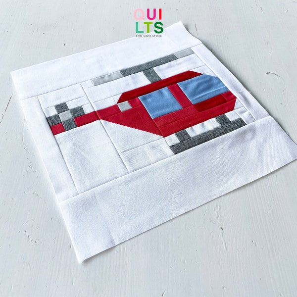 PDF Quilt Block Pattern – Helicopter – Vehicle Quilt
