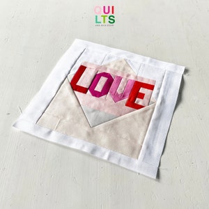 Instrucciones del bloque de colcha en PDF - Carta de amor - Colcha de San Valentín, regalo para San Valentín
