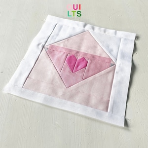 Instrucciones del bloque de colcha en PDF - Carta de corazón - Colcha de San Valentín, regalo para San Valentín