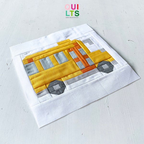 PDF Quilt Block Pattern – Schoolbus – Vehicle Quilt
