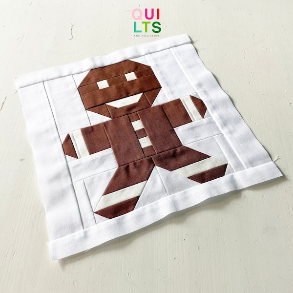 PDF Quilt Block Pattern – Gingerbread man – Christmas Quilt – Christmas Present