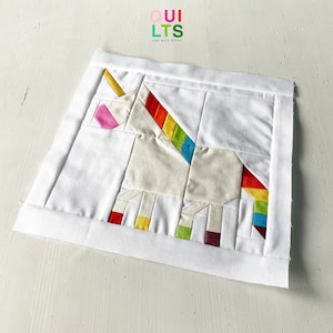 PDF Quilt Block Pattern – Unicorn – Animal Quilt