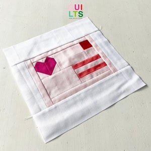 PDF Quilt Block Anleitung – Postkarte – Valentins-Quilt, Geschenk für den Valentinstag