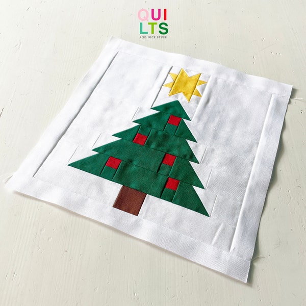 PDF Quilt Block Pattern – Tree – Christmas Quilt – Christmas Present