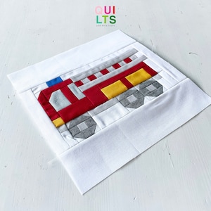 PDF Quilt Block Pattern – Fire Truck – Vehicle Quilt