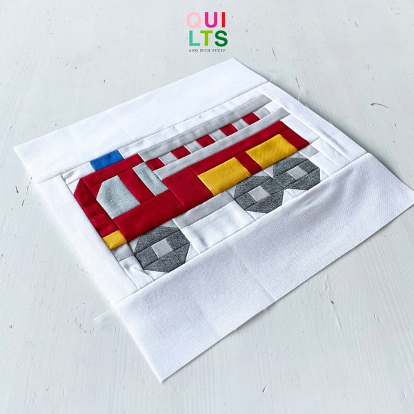 PDF Quilt Block Pattern – Fire Truck – Vehicle Quilt