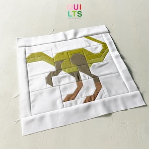 PDF Quilt Block Pattern – Eoraptor – Dinosaur Quilt