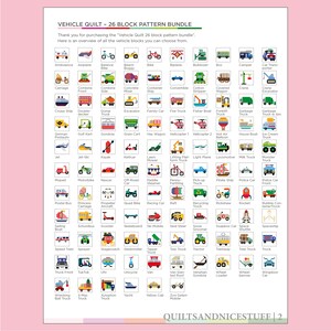 26 Vehicle Quilt Block Pattern Bundle, 26 Out of 117 Vehicle Blocks ...