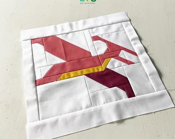 PDF Quilt Block Pattern – Pteranodon – Dinosaur Quilt