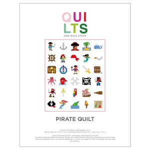 Pacote de instruções em PDF - 32 instruções de blocos piratas, colcha para crianças
